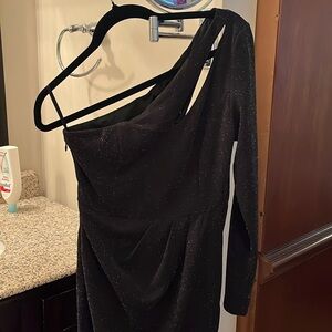 NWT Black and silver sparkly one sleeve tight dress. Size M.